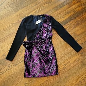 Parker NY, size 0, Black with purple sequences.